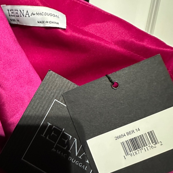 Mac Duggal | Gathered One Shoulder Satin Faux Wrap Gown - Picture 5 of 5